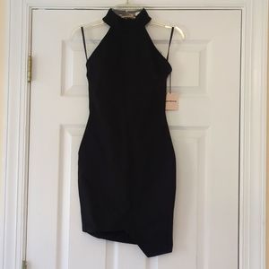 Superdown High-neck, Asymmetrical Hem Mini Dress